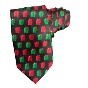 Mens Holiday Classic Silk Neck tie Red Green Pillar Christmas Candles